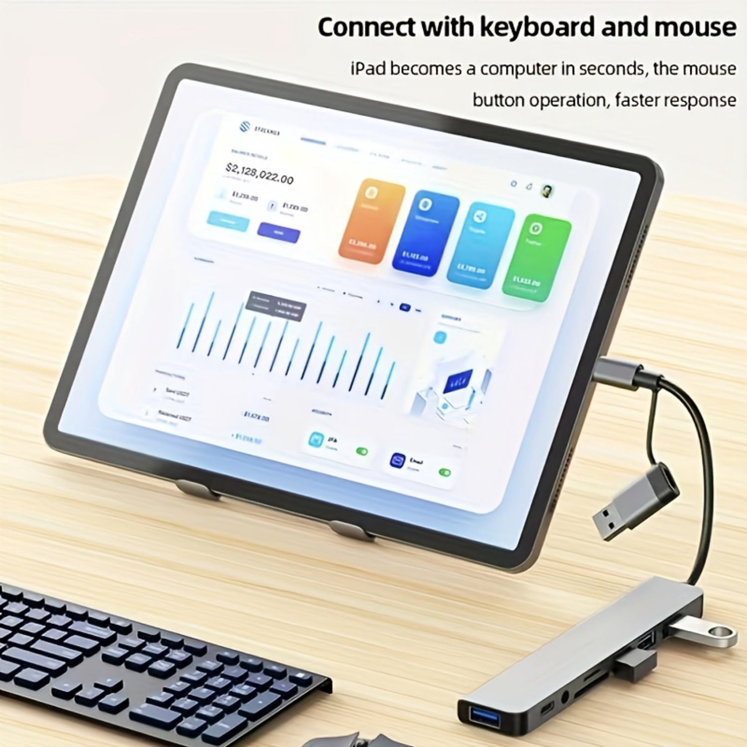 USB C Hub 8 in 1 Multiport Adapter, USB &amp; Type C Hub with USB 3.0, USB 2.0, Micro SD/TF Card Reader, Audio Port, Docking Station for Laptop, Tablet &amp; USB C Devices