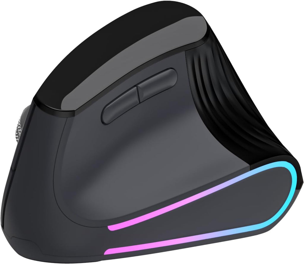 Ergonomic Vertical Mouse Wireless, Bluetooth Ultra-Fast Scrolling 4800 DPI Rechargeable Ergo Mouse, 2.4G Quiet Clicks 6 Buttons RGB Optical Mice