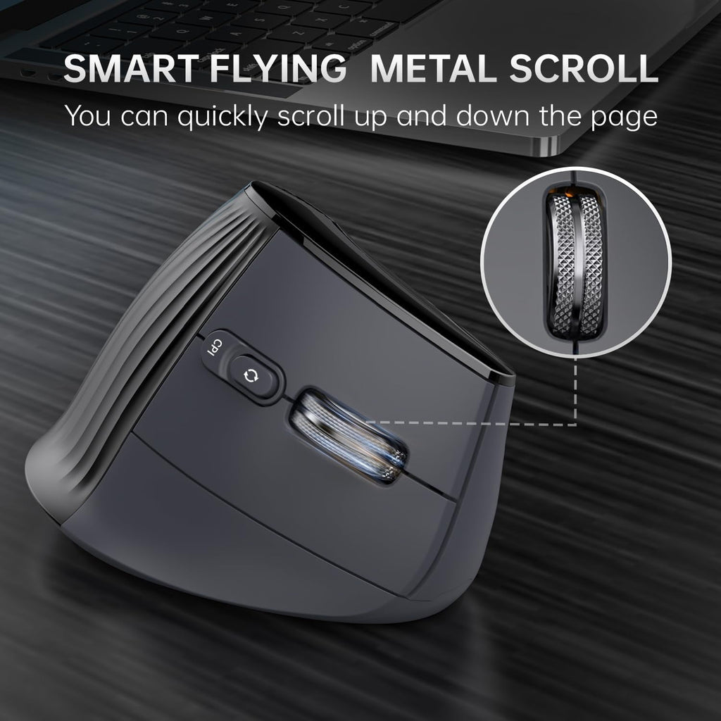 Ergonomic Vertical Mouse Wireless, Bluetooth Ultra-Fast Scrolling 4800 DPI Rechargeable Ergo Mouse, 2.4G Quiet Clicks 6 Buttons RGB Optical Mice