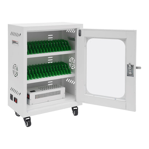 1 PCS 46*27*61cm/18*10.6*24in 300W Mobile Charging Cart, 30-Device Charging Station, Mobile Charging Cabinet(White)