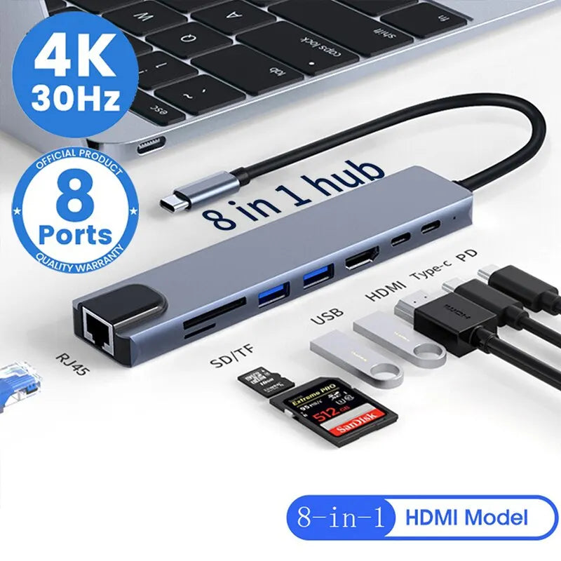 USB C Laptop Docking Station Gray Retail Packaging