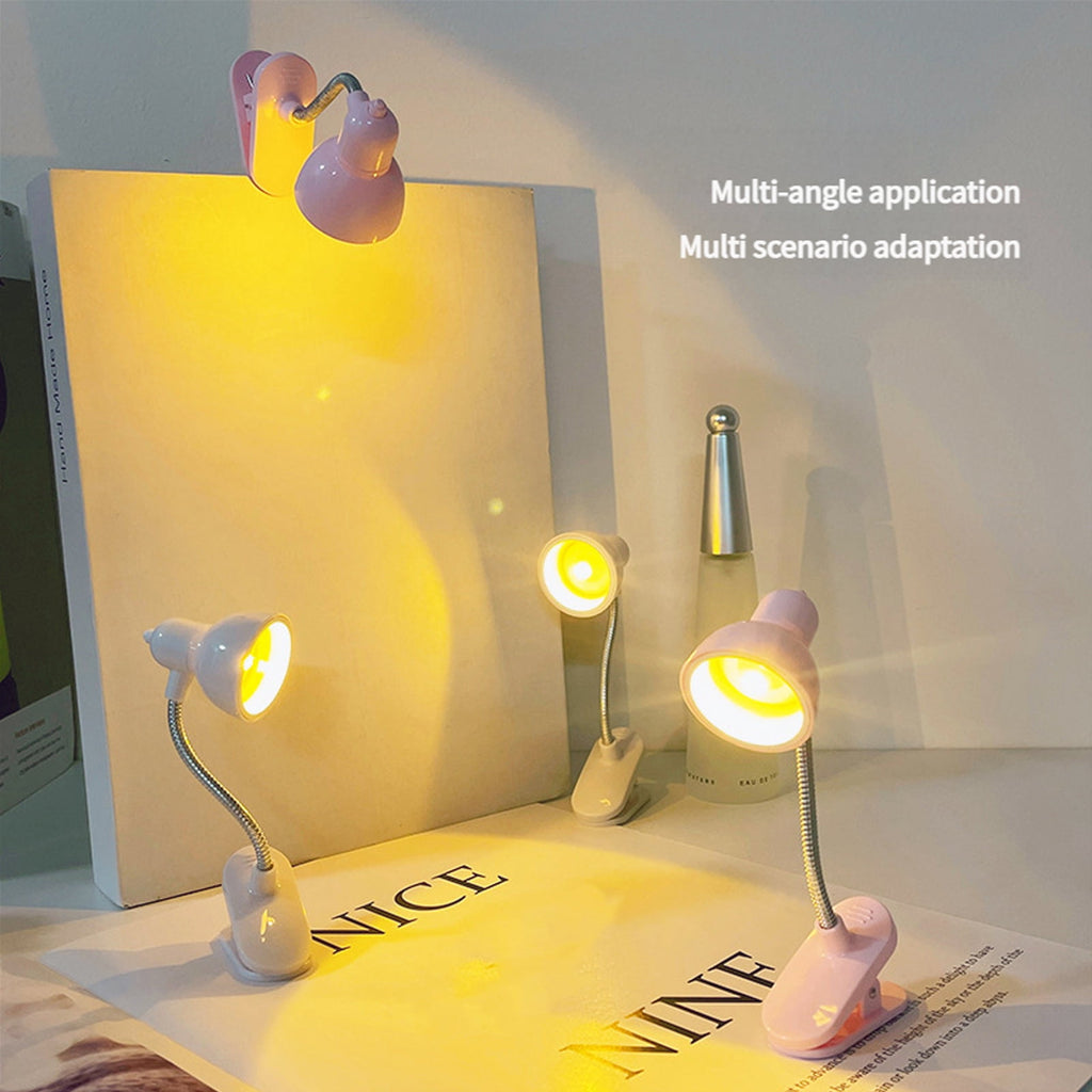Adjustable Clamp On Desk Lamp Tiny LED Table Lamp with 360 Degree Rotating Neck For Bedroom Dorm Travel Camping