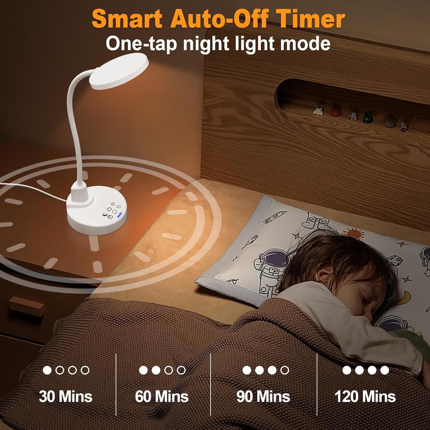 15W  Desk Lamp with   Ports - Dimmable Table Lamp with 3 Color Temps, 5 Brightness, 4 Timers, Flexible Gooseneck Light with Base, Eye-Caring Reading Light for  Office, , Study