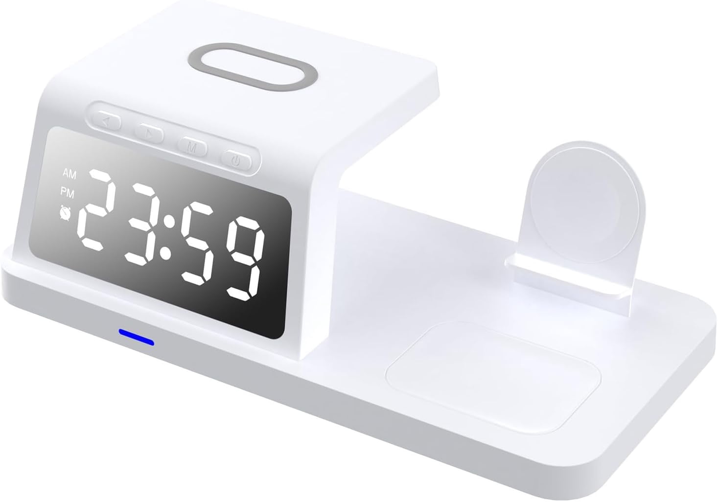 Wireless Charging Station with Alarm Clock for Phone and Watch, 15W Fast Charger Black