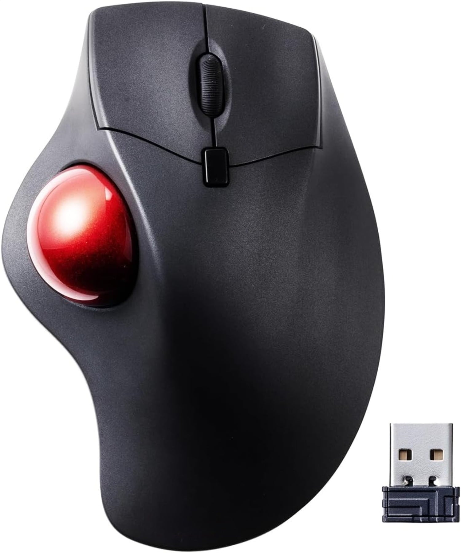 Wireless Ergonomic Trackball Mouse, Optical Rollerball Mice, Programmable Silent Buttons, 40mm Trackball, 800/1200/1600 Adjustable DPI