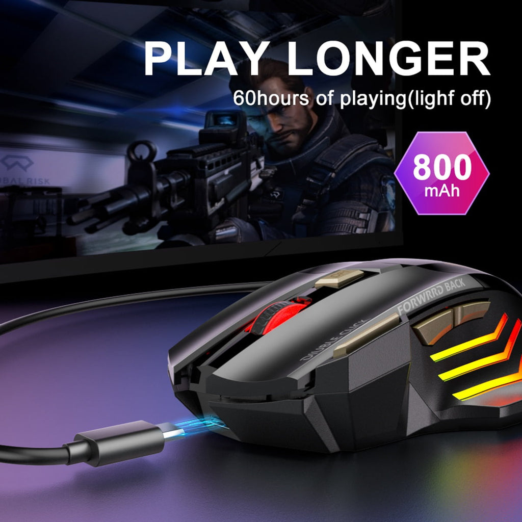Wireless Gamer Mouse for Computer 2.4G RGB Rechargeable Gaming Mouse Bluetooth USB Mouse Silent Ergonomic Mice