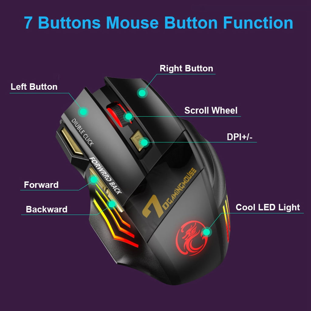 Wireless Gamer Mouse for Computer 2.4G RGB Rechargeable Gaming Mouse Bluetooth USB Mouse Silent Ergonomic Mice