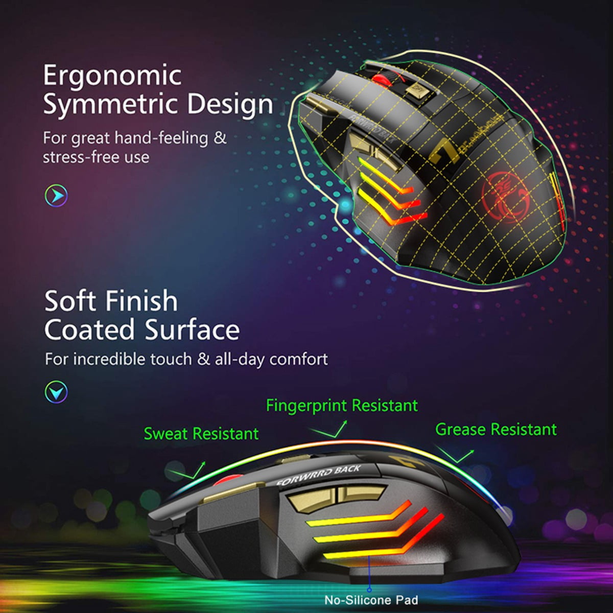 Wireless Gamer Mouse for Computer 2.4G RGB Rechargeable Gaming Mouse Bluetooth USB Mouse Silent Ergonomic Mice