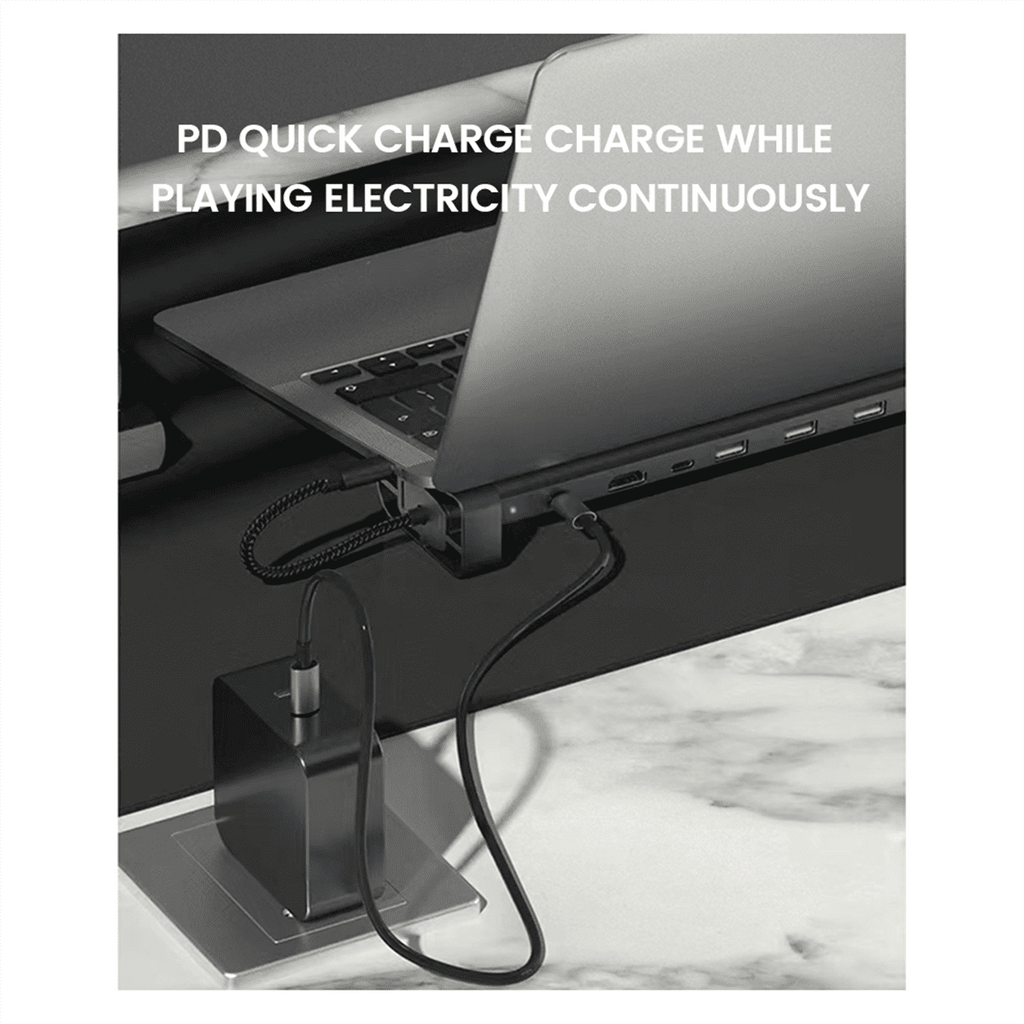 10-In-1 USB C Hub Multi-Port Splitter Adapter TYPE-C to 3.0USB PD100W Docking Station Laptop Stand