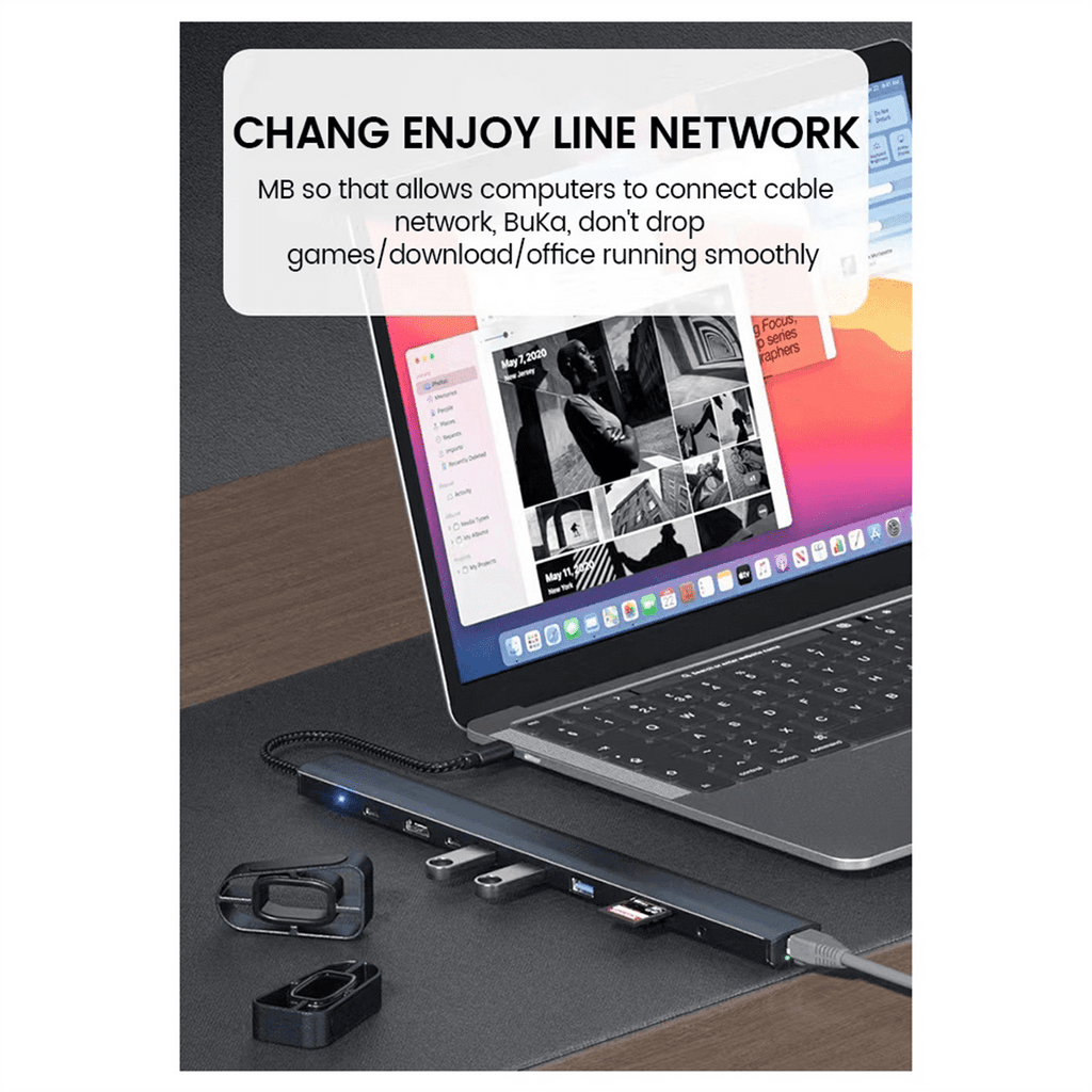 10-In-1 USB C Hub Multi-Port Splitter Adapter TYPE-C to 3.0USB PD100W Docking Station Laptop Stand