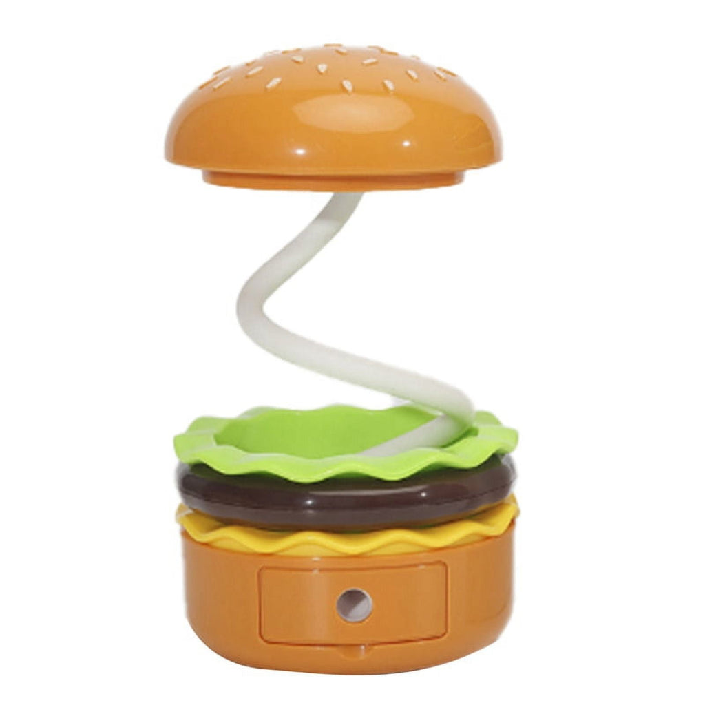 Cute Desk Lamp for Kids, Rechargeable Hamburger Small Desk Lamp with Adjustable Neck Touch Switch wi plastic