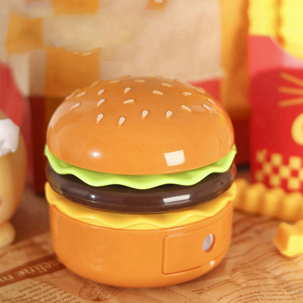 Cute Desk Lamp for Kids, Rechargeable Hamburger Small Desk Lamp with Adjustable Neck Touch Switch wi plastic