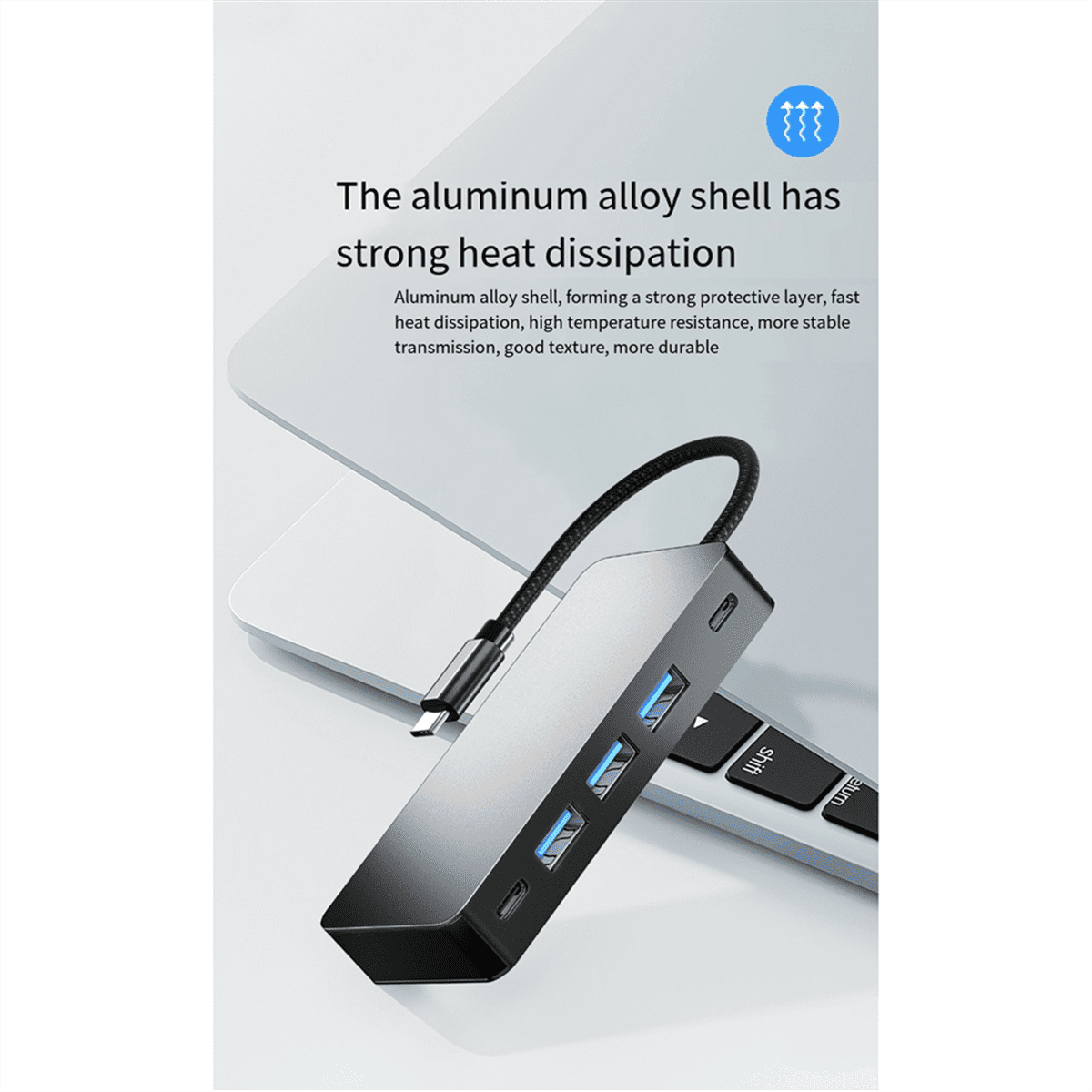 7 in 1 Docking Station Type-C USB Hub to HDTV 4K Adapter with 3 USB Ports for Laptop Home Office Entertainment