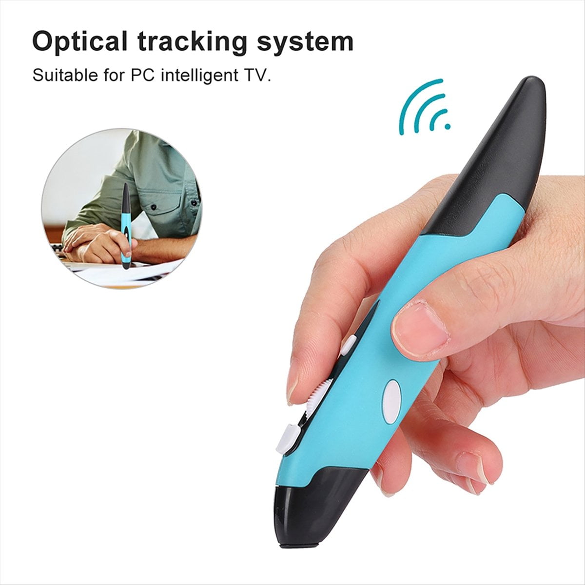 Ergonomic Mouse Mouse Pen Type Mouse USB Computer PC Parts Wireless 2.4G Mouse Pen Type Innovative Vertical Blue,1 * mouse 2 * OTG adapter,Blue