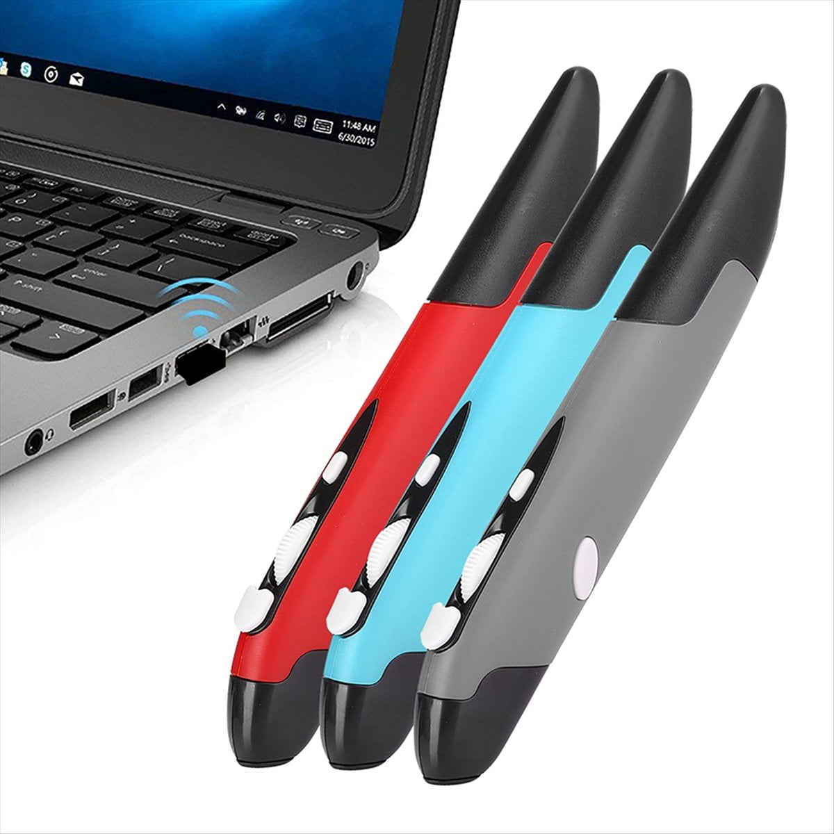 Ergonomic Mouse Mouse Pen Type Mouse USB Computer PC Parts Wireless 2.4G Mouse Pen Type Innovative Vertical Blue,1 * mouse 2 * OTG adapter,Blue