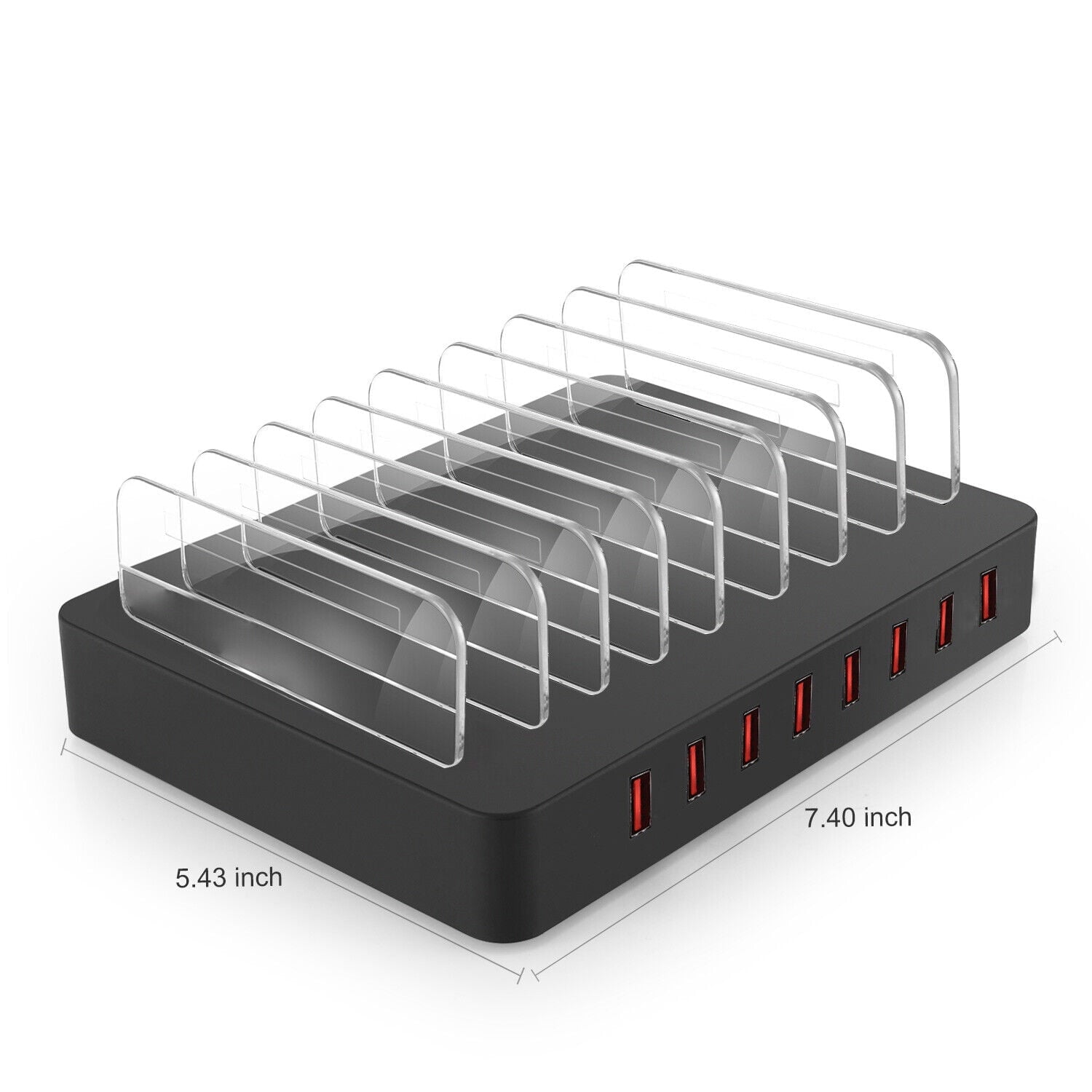 96W Portable Detachable holder 8-Port USB Wall Charger Dock for Multiple Devices