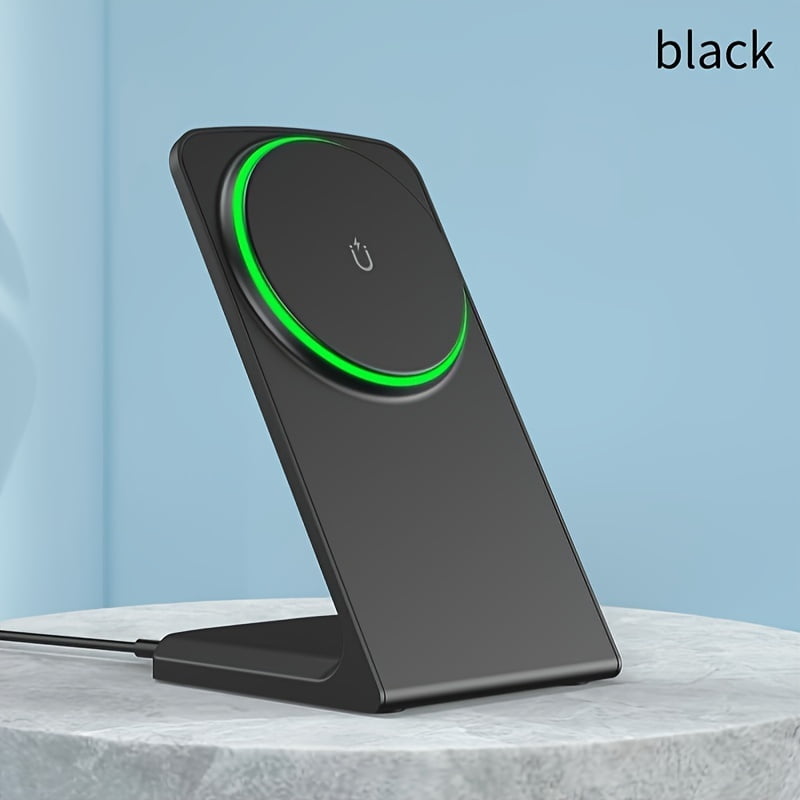 Magnetic Wireless Charger for iPhone 12/13/14/15/16/17 Pro/Max, 15W Fast Charging Desktop Stand, Apple Smart Earbuds Charging Station, Vertical Wireless Charging Dock