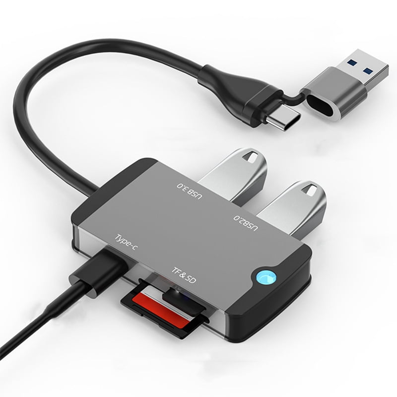 USB C Hub Multifunctional Docking Station Plug and Play Type C Docking Station USB3.0 Hub TF/SD Card Reader Silver