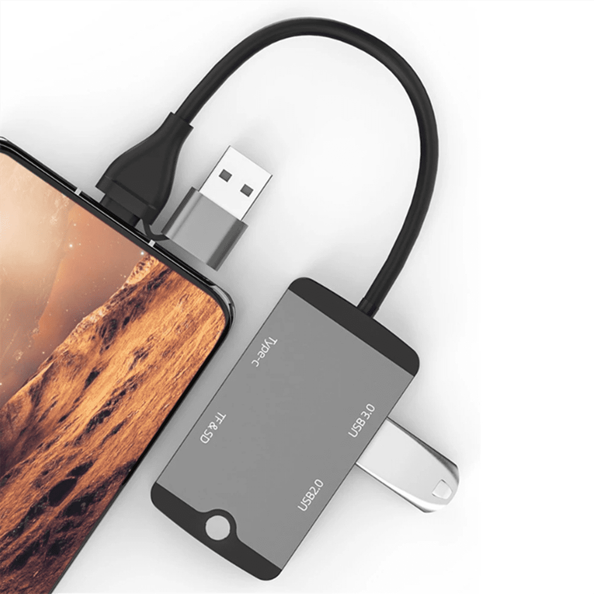 USB C Hub Multifunctional Docking Station Plug and Play Type C Docking Station USB3.0 Hub TF/SD Card Reader Silver