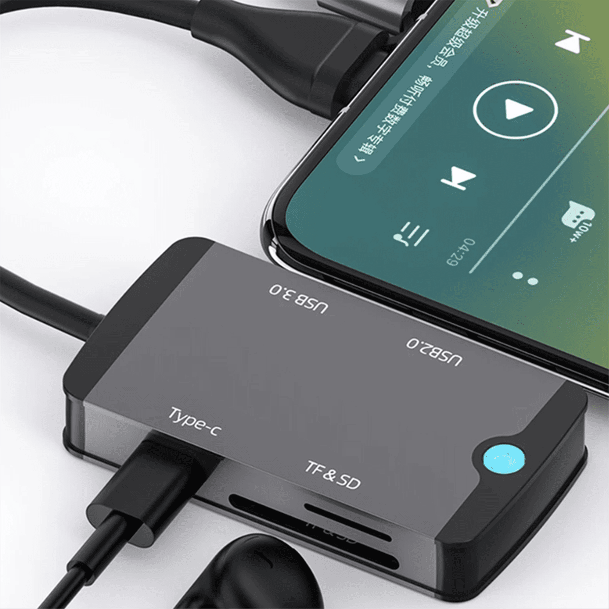 USB C Hub Multifunctional Docking Station Plug and Play Type C Docking Station USB3.0 Hub TF/SD Card Reader Silver