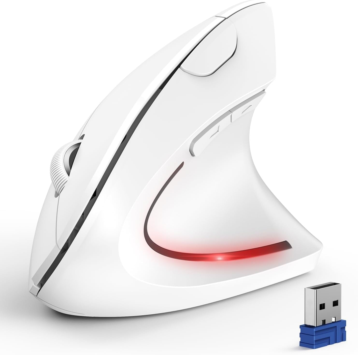 TECKNET Ergonomic Mouse, Wireless Bluetooth Vertical Mouse, 4800 DPI Optical Tracking, 6 Adjustable DPI, Quiet Clicks, 2.4GHz with USB A Receiver, 6 Buttons, Wide Compatibility - Black