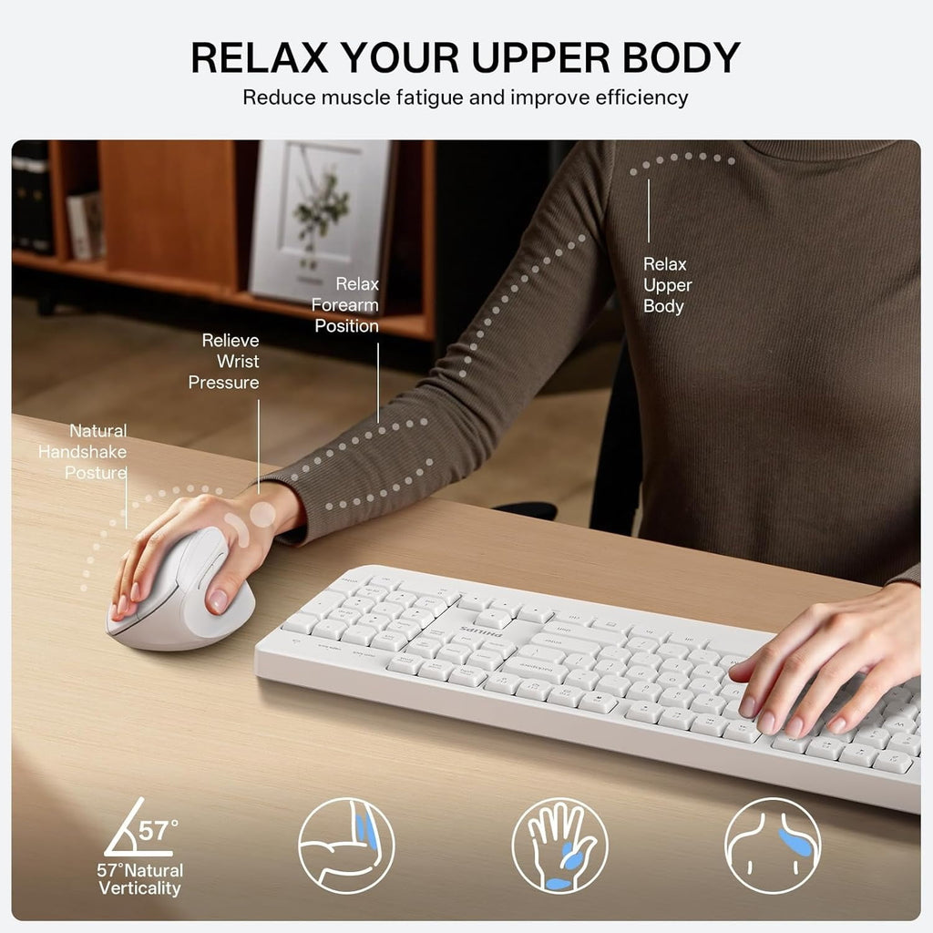Ergonomic Mouse - Vertical Mouse with 800/1200/1600 Adjustable DPI, 6 Silent Buttons, Auto Power Saving,Light Weight