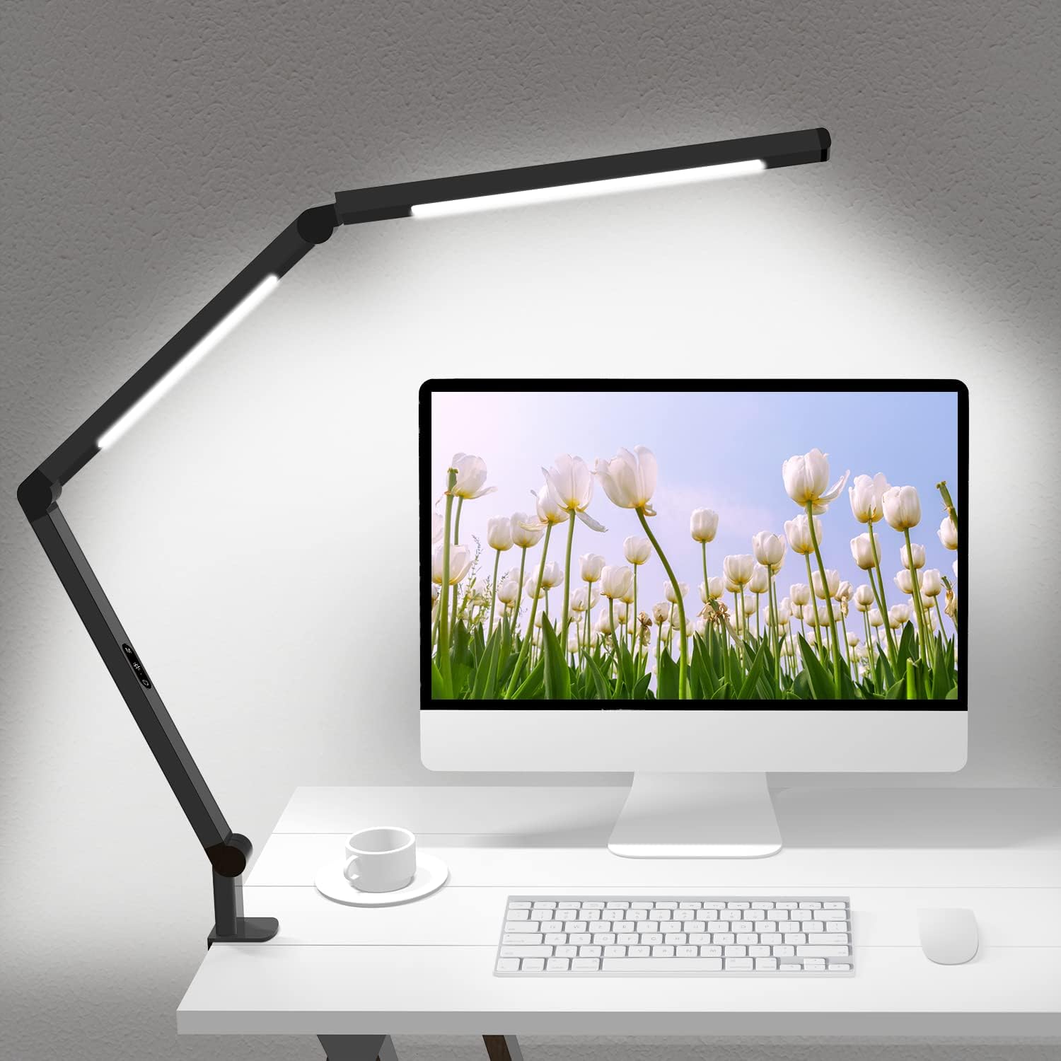 LED Desk Lamp with Clamp, Architect Desk Lamp with Dual Light and Adjustable Swing Arm, Clip- Eye-Care 4 CCT Modes &amp; 5 Brightness Levels Table Light Modern Computer Lighting for  Office