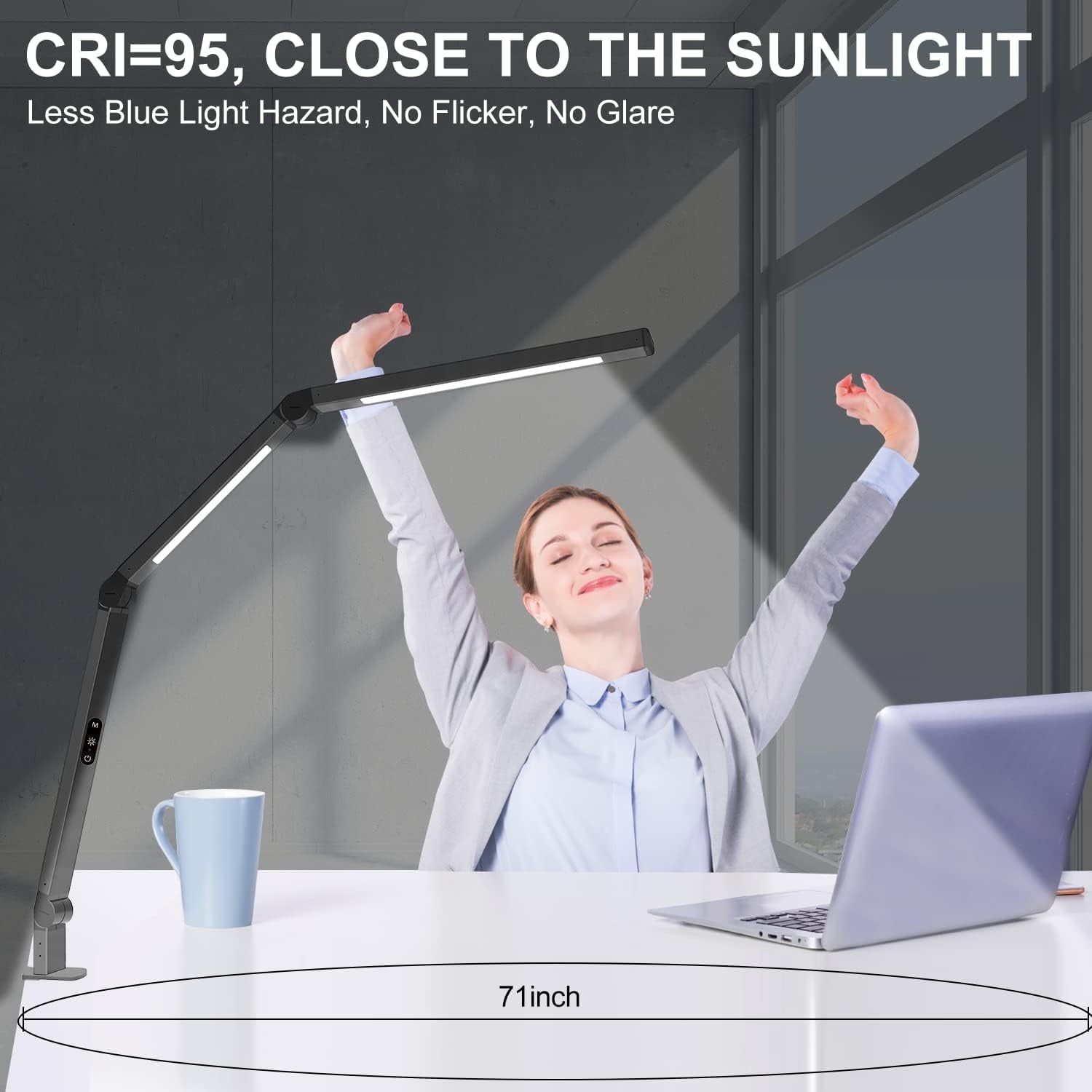 LED Desk Lamp with Clamp, Architect Desk Lamp with Dual Light and Adjustable Swing Arm, Clip- Eye-Care 4 CCT Modes &amp; 5 Brightness Levels Table Light Modern Computer Lighting for  Office