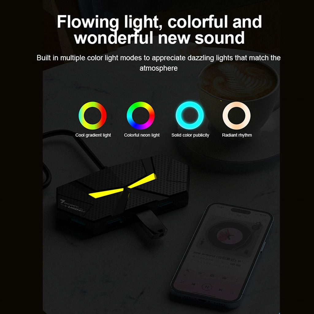 7 Ports USB 3.0 HUB Docking Station Splitter Adapter 5Gbps High Speed Transmission for Laptop Computer