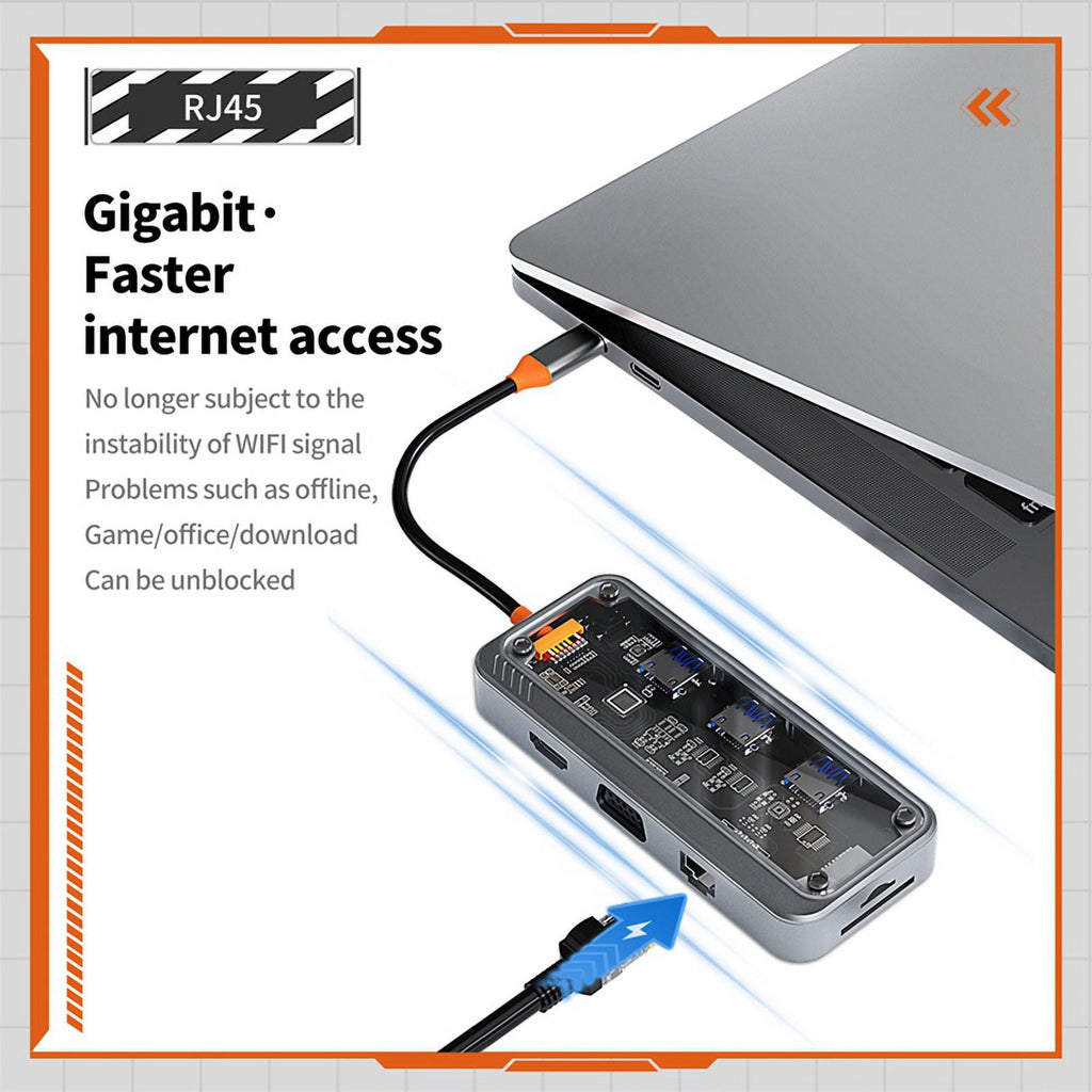 10-in-1 USB Type-C Docking Station Multi-Function Fast Charging Station Gigabit Docking Station,1 * expansion dock