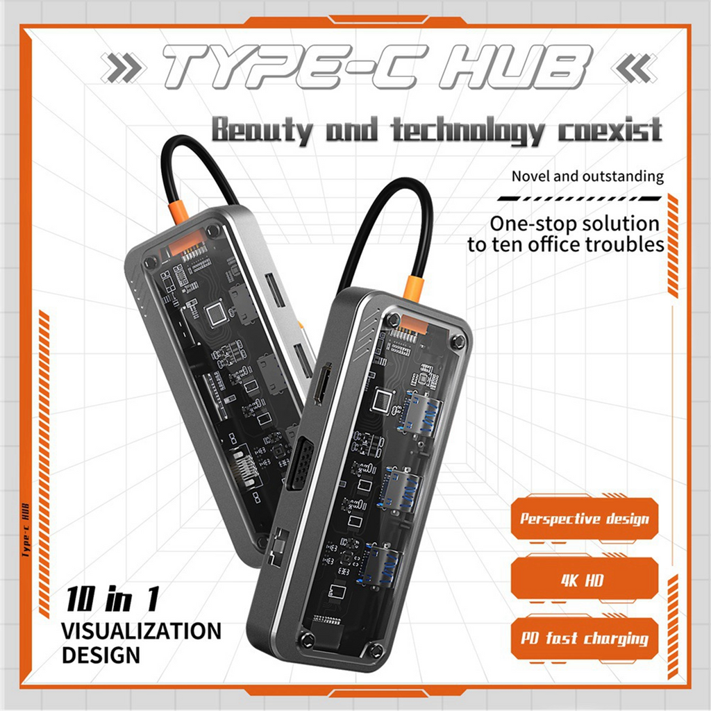 10-in-1 USB Type-C Docking Station Multi-Function Fast Charging Station Gigabit Docking Station,1 * expansion dock