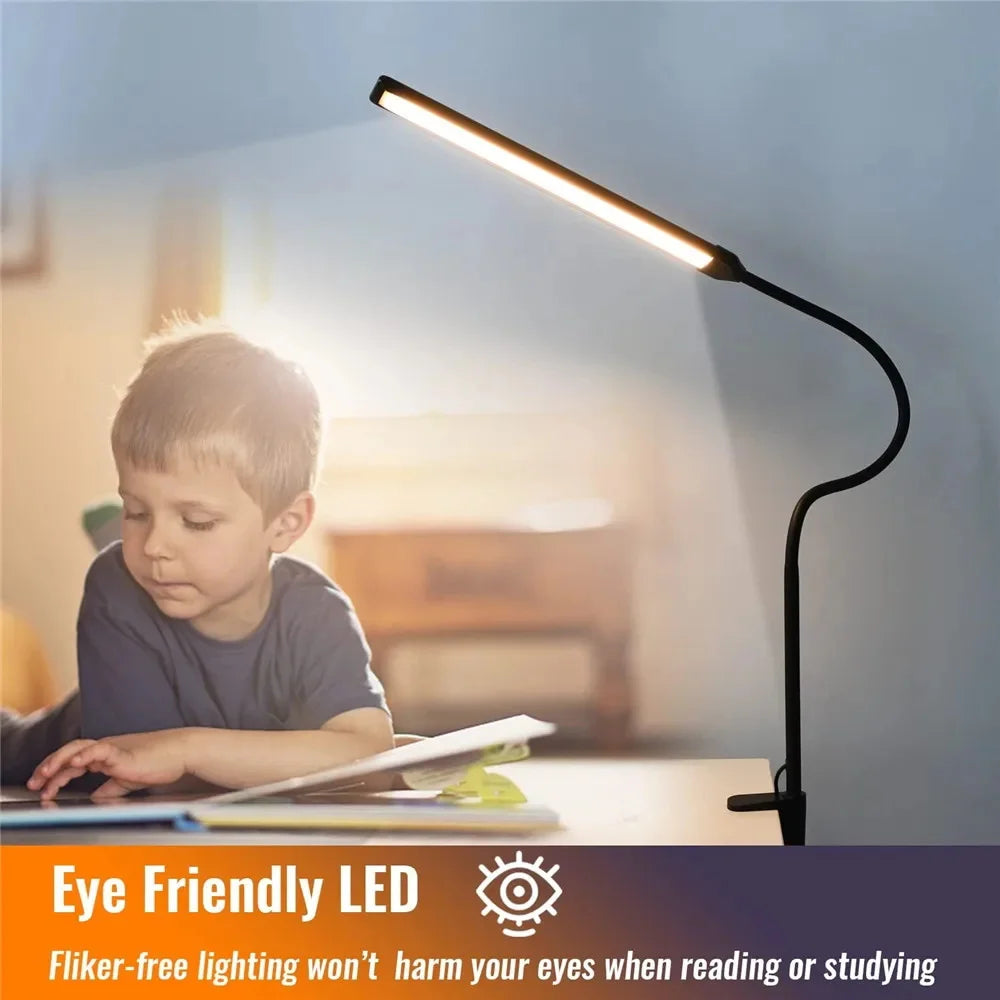 LED eye protection reading light, tri color eye protection desk lamp, study desk, office desk, I-clip dimming desk lamp