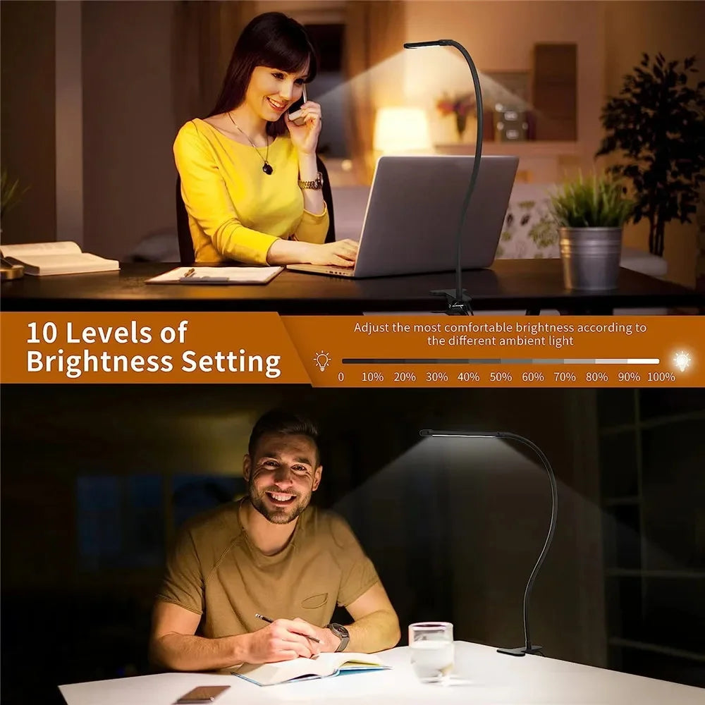 LED eye protection reading light, tri color eye protection desk lamp, study desk, office desk, I-clip dimming desk lamp