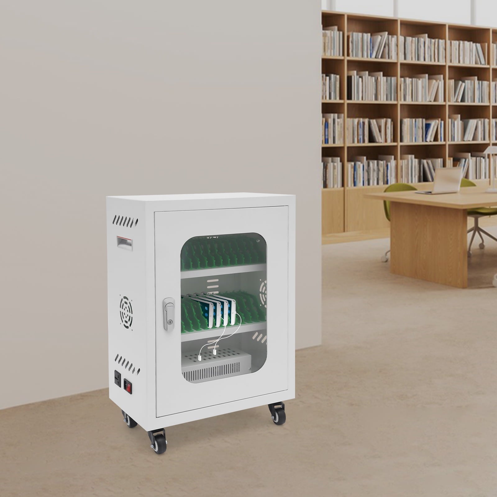 30-Device Charging Station, Mobile Charging Cabinet, Mobile Charging Cart