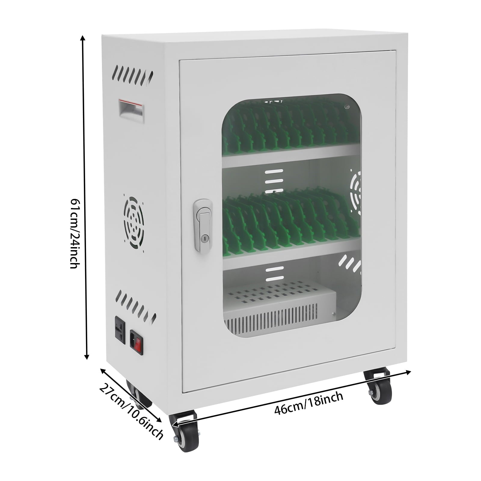 30-Device Charging Station, Mobile Charging Cabinet, Mobile Charging Cart
