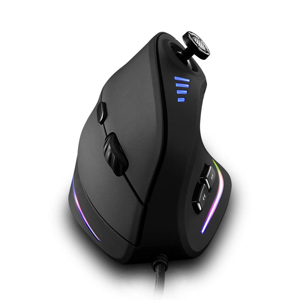Wired Vertical Ergonomic Gaming Mouse with 5D Rocker, 10000 DPI, 11 Programmable Buttons &amp; RGB Lighting, USB Gaming Mouse for PC Laptop Computer