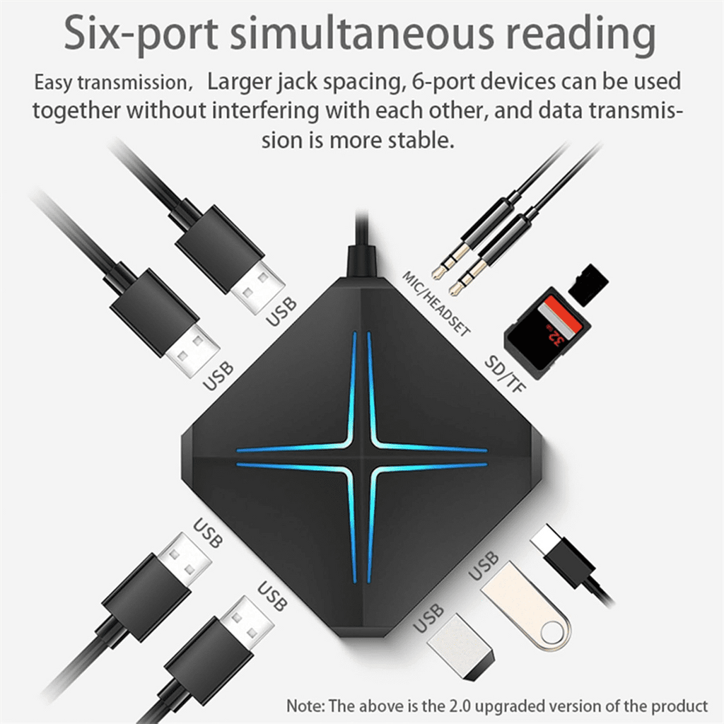 10-In-1 USB HUB Dock Station,USB Audio Adapter for PC , Laptops, Desktops, Stereo Sound Card with 3.5mm Interface plastic Black,1 * USB HUB Dock Station