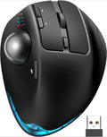 Wireless Trackball Mouse, Ergonomic Bluetooth Rechargeable Computer Mouse, Backlit Rollerball Thumb Laptop mice with 5 Level DPI, Adjustable Angle