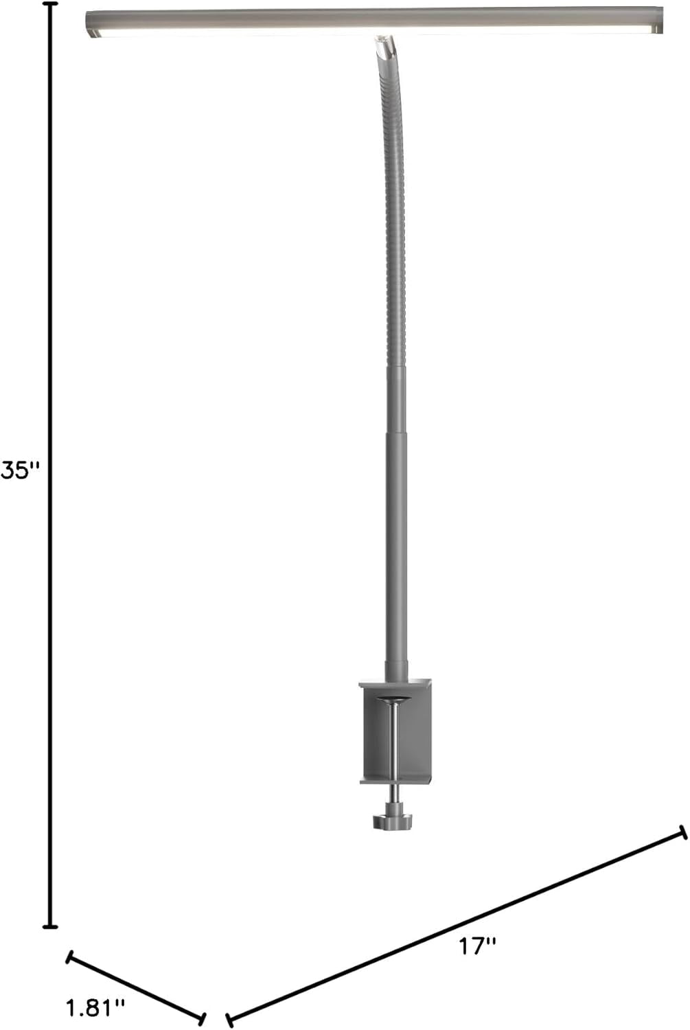 Desk Lamp for Office , Eye-Caring Desk Light with Stepless Dimming Adjustable Flexible Gooseneck, 10W   Desk Lamp with Clamp for Reading, Study, Workbench (Grey)