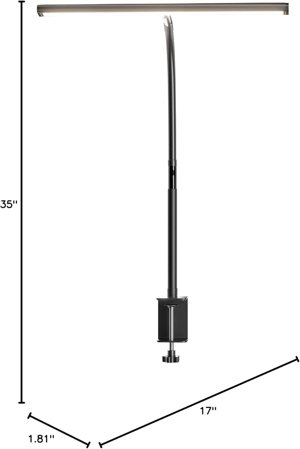 Desk Lamp for Office , Eye-Caring Desk Light with Stepless Dimming Adjustable Flexible Gooseneck, 10W   Desk Lamp with Clamp for Reading, Study, Workbench (Grey)