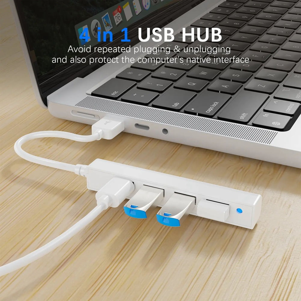 4 Ports USB 2.0 Splitter Extension Cable USB Hub USB 2.0 Docking Station Adapter for Mouse Keyboard PC Laptop White
