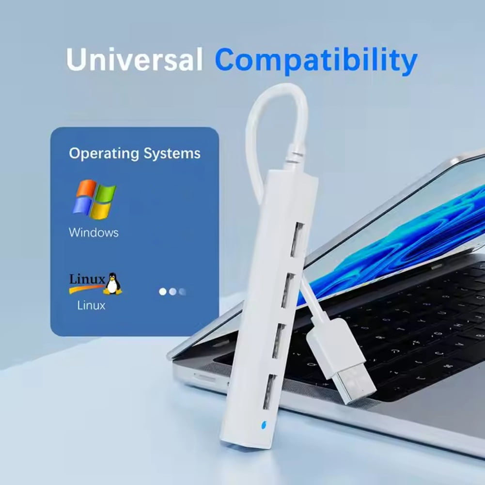 4 Ports USB 2.0 Splitter Extension Cable USB Hub USB 2.0 Docking Station Adapter for Mouse Keyboard PC Laptop White