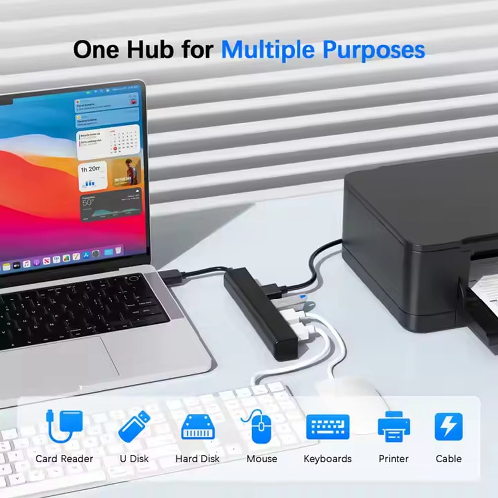 4 Ports USB 2.0 Splitter Extension Cable USB Hub USB 2.0 Docking Station Adapter for Mouse Keyboard PC Laptop White