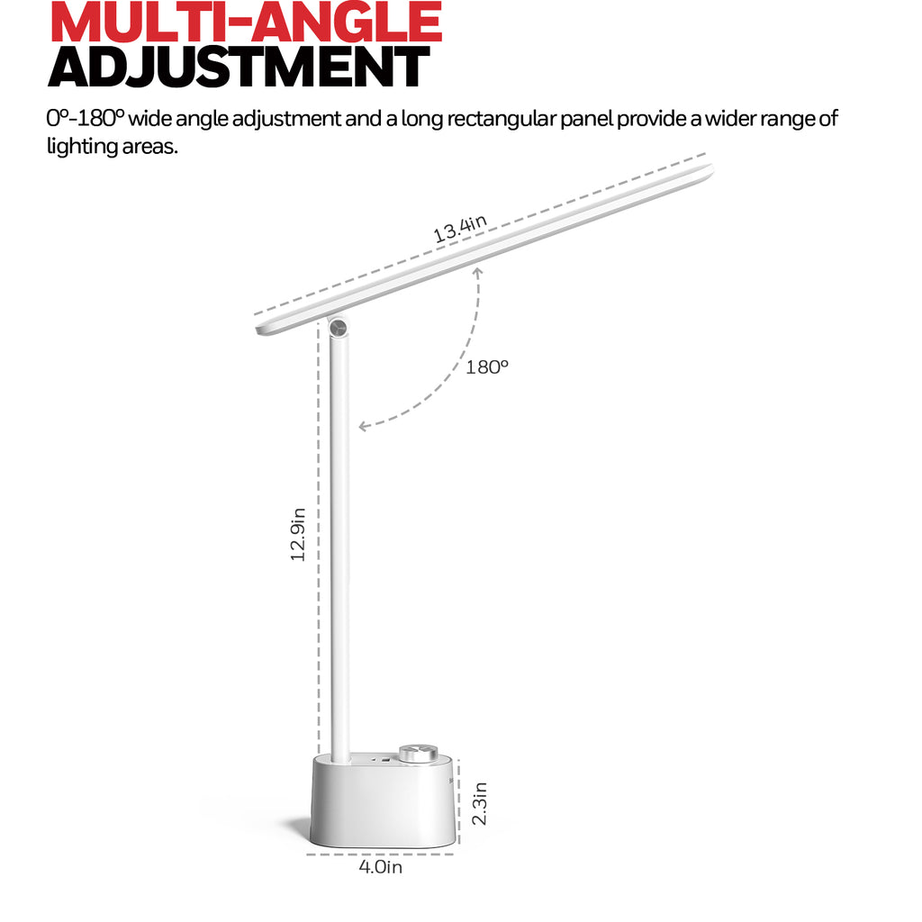 Honeywell HWT-H01 LED Desk Lamp Stepless Dimmable Table Lamp with USB A+C Dual Charging Port Eye-Caring Foldable Desk Light with 3 Color Modes for Home Office Bedroom Reading Study Sunturalux (Gray)