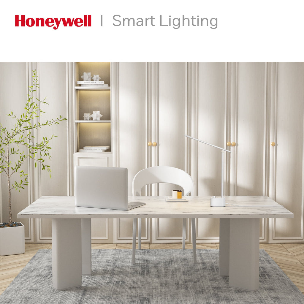 Honeywell HWT-H01 LED Desk Lamp Stepless Dimmable Table Lamp with USB A+C Dual Charging Port Eye-Caring Foldable Desk Light with 3 Color Modes for Home Office Bedroom Reading Study Sunturalux (Gray)