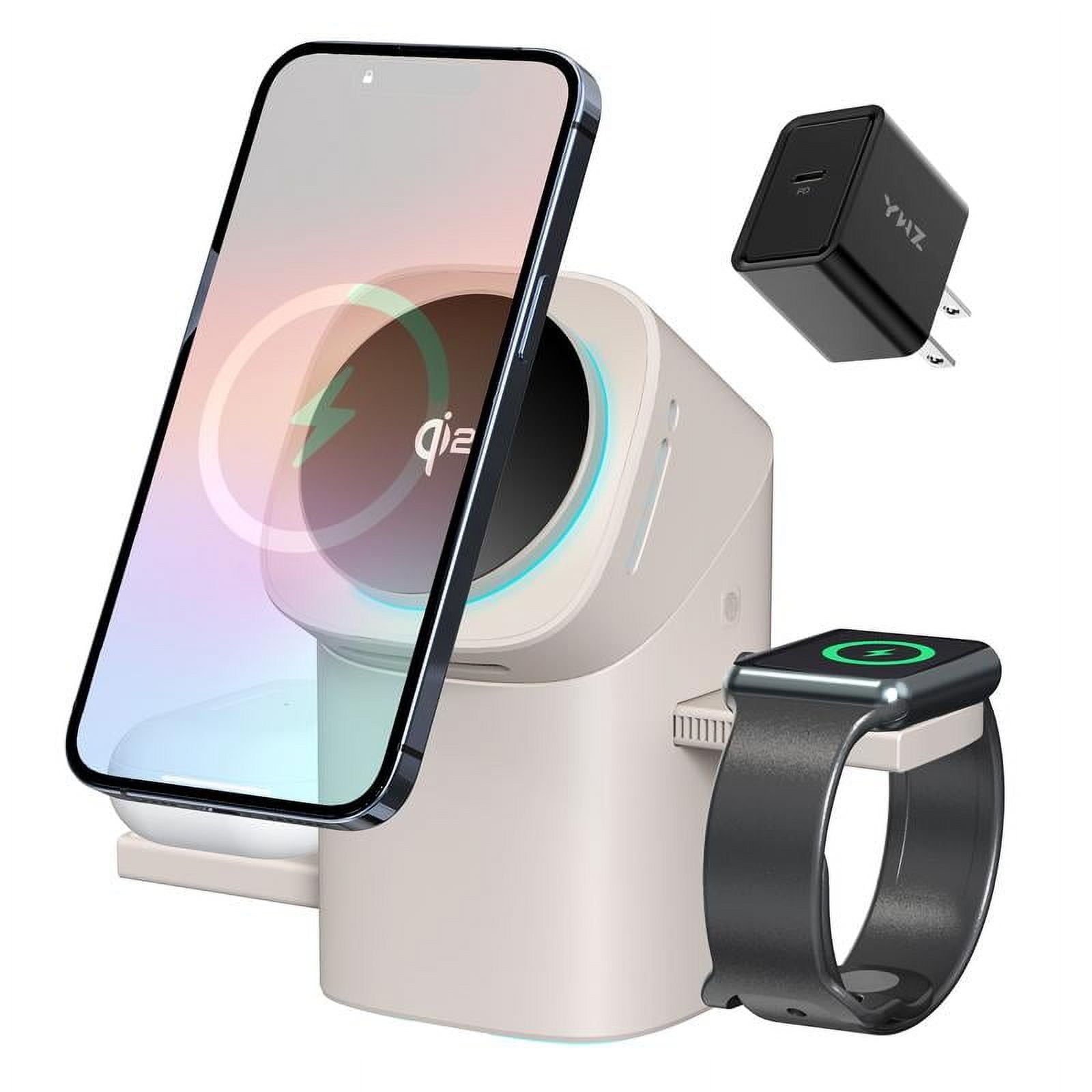 Three in one wireless charger, fast charging, Qi2 certified, suitable for, iPhone,iWatch, AirPods headphone charging stations, touch pop-up charging, easy to carry wireless charger,Wireless Multi