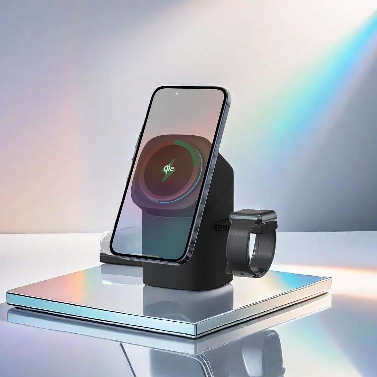 Three in one wireless charger, fast charging, Qi2 certified, suitable for, iPhone,iWatch, AirPods headphone charging stations, touch pop-up charging, easy to carry wireless charger,Wireless Multi