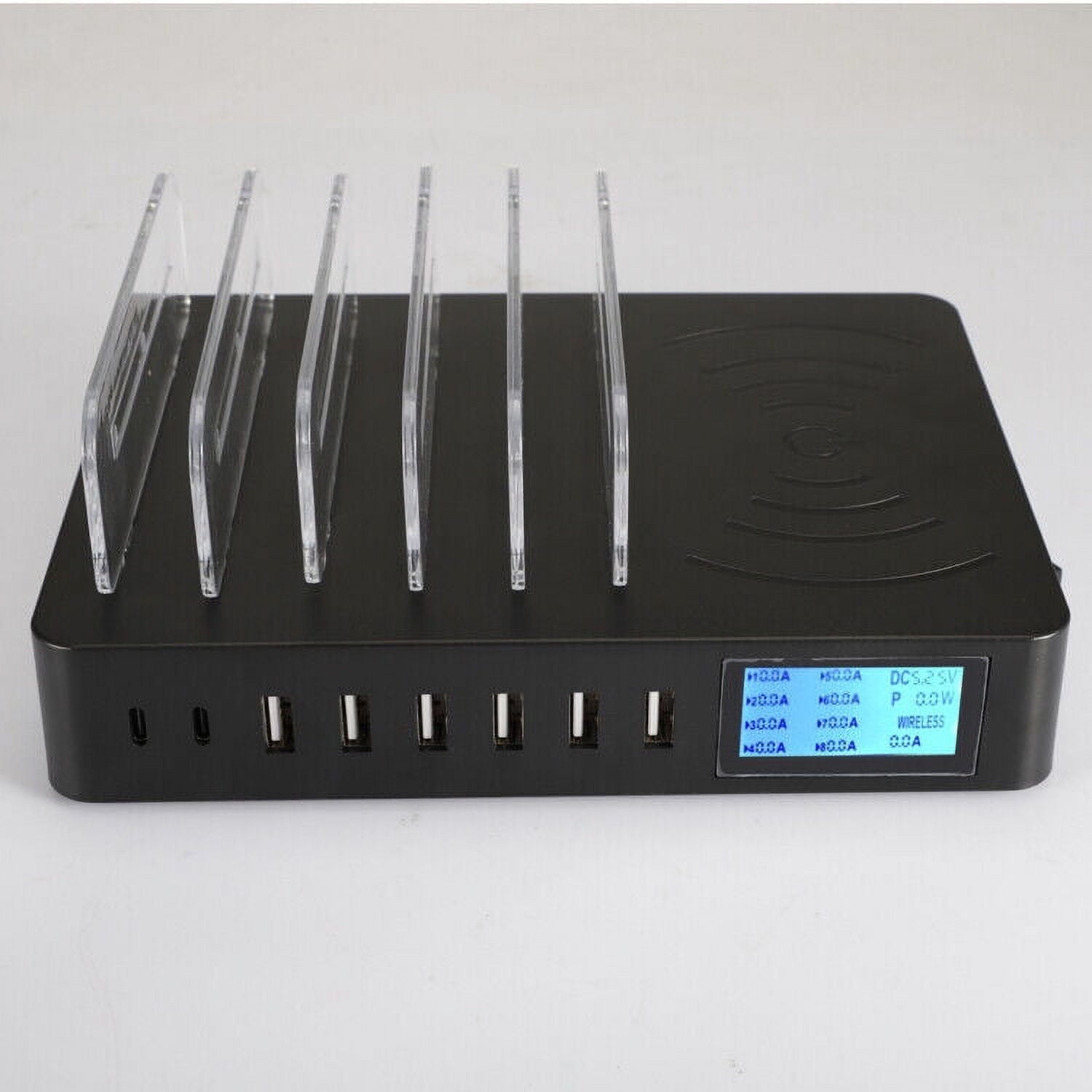 8-Port Type-C USB Wireless Charger Wall LCD Holder Station For Android Device