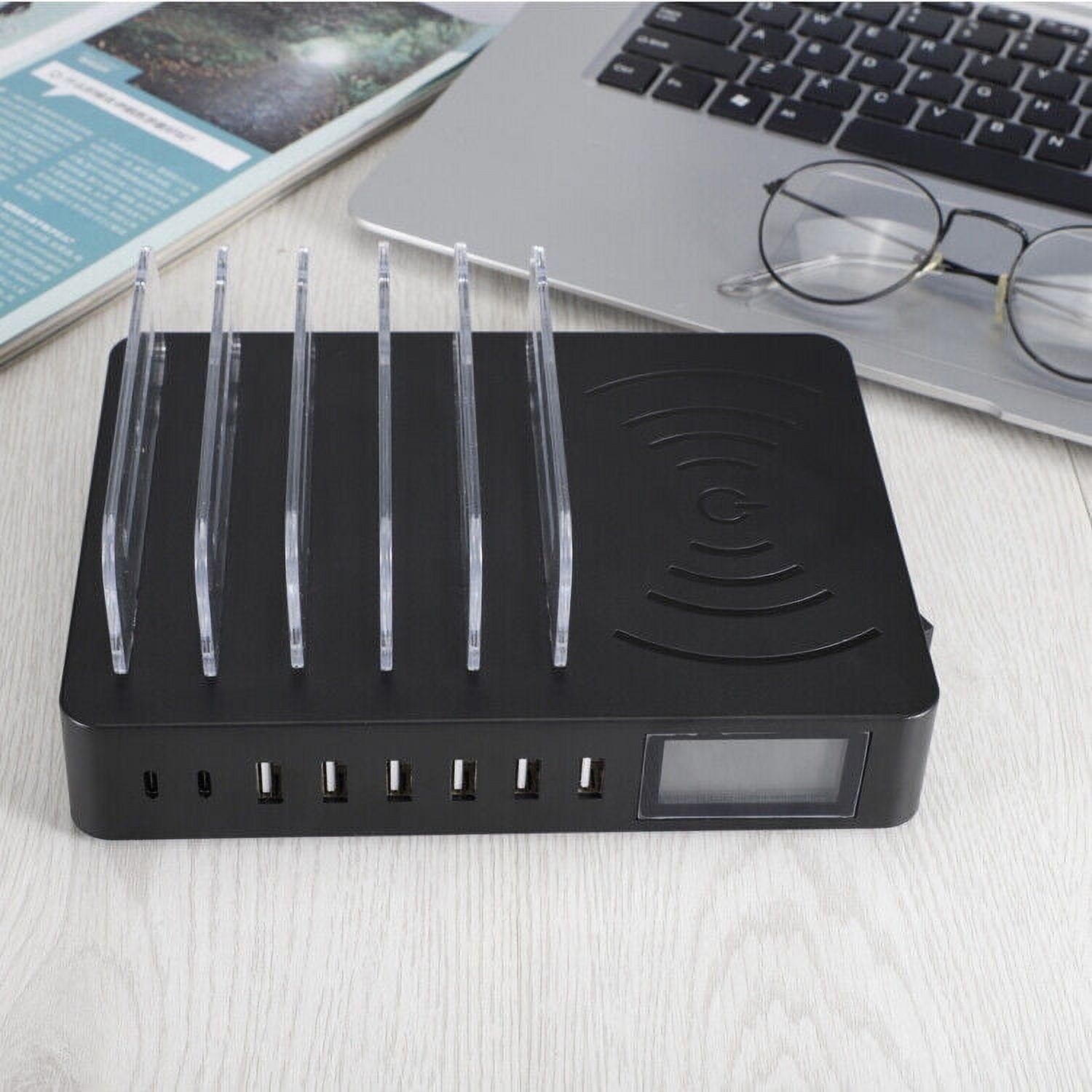 8-Port Type-C USB Wireless Charger Wall LCD Holder Station For Android Device
