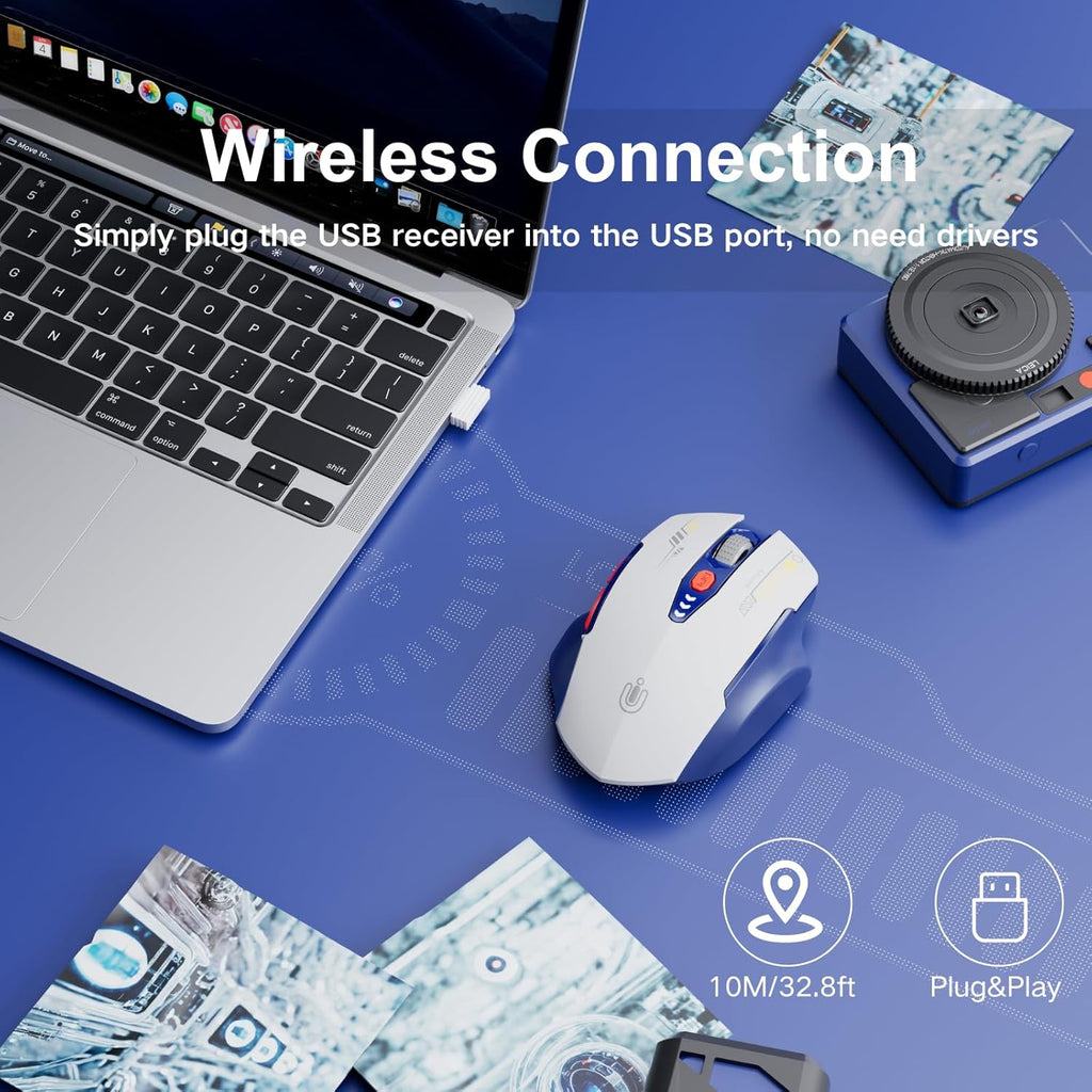 Wireless Mouse,Upgraded 2.4GHz Rechargeable (Battery Level Visible) Ergonomic Computer Mouse,4 Levels DPI, Wireless Mice for Laptop Computer(Matte Black)